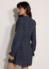 Polka Dot Milkmaid Mini Dress, Navy, large