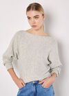 Boat Neck Batwing Jumper, Grey, large