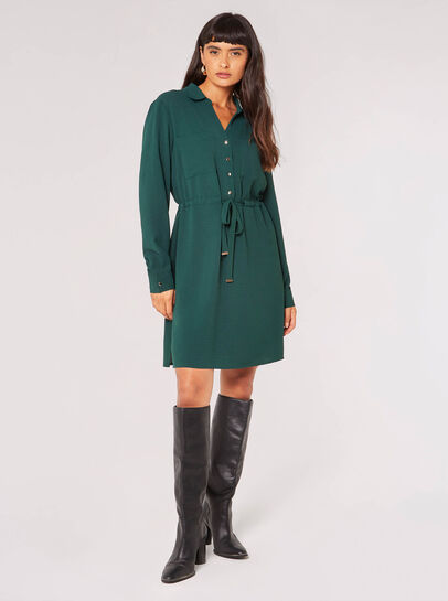 Tie Waist Shirt Mini Dress