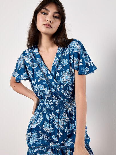 Sarasa Floral Wrap Mini Dress