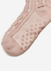 Fluffy Lining Aran Knit Socks, Pink, large