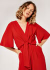 Tie Front Jumpsuit, Red, large