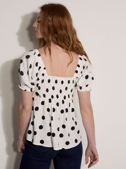 Polka Dot Tie Front Top