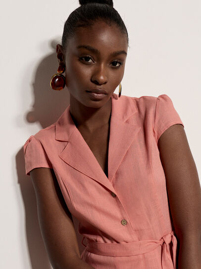 Linen Blend Shirt Mini Dress