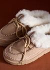 Sherpa-Lined Slip-On Moccasins, Stone, large
