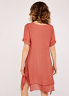 Oversized Layered Slub Tunic Top, Pink, large