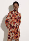 Abstract Knit Cocoon Mini Dress, Orange, large
