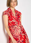 Tropical Leaf Shirt Mini Dress, Red, large