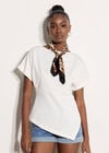 Asymmetric Hem Jersey T-Shirt, White, large