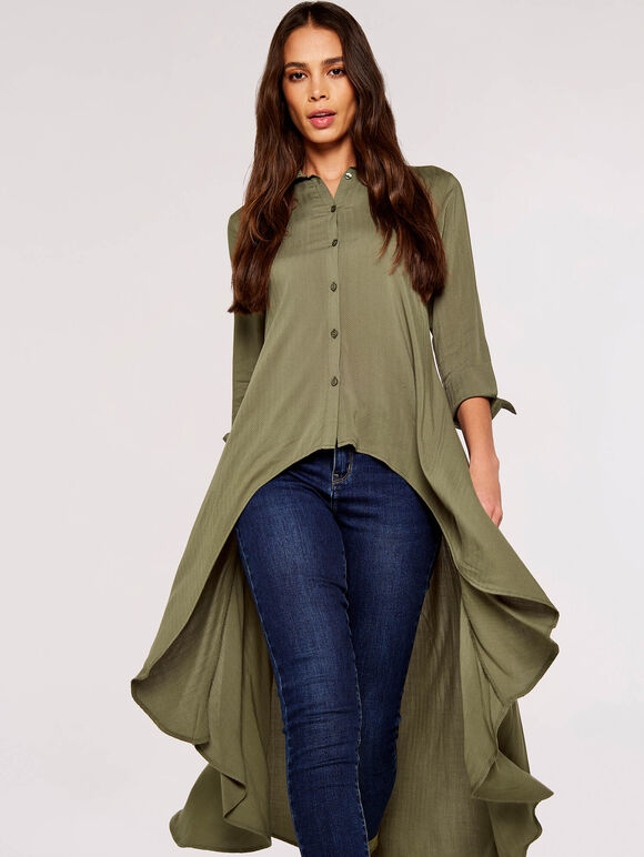 Herringbone Jacquard Shirt, Khaki, large