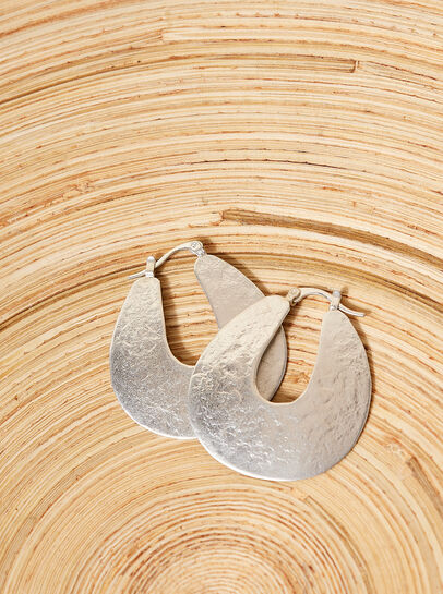 Silver Hammered Hoop Earrings