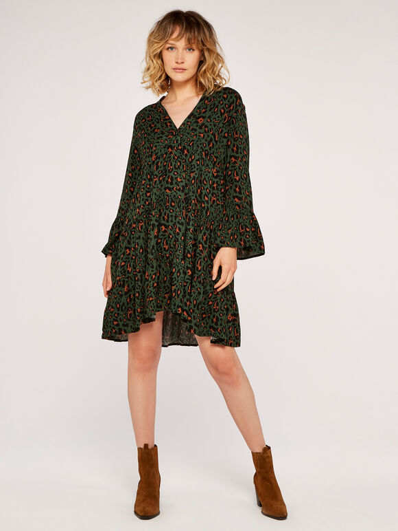 Leopard Print Dress, Khaki, large