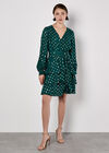 Gold Foil Spot Tiered Mini Dress, Green, large
