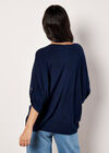Soft Touch Oversized Batwing Top, Navy, large