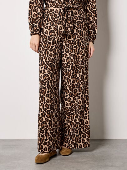 Leopard Print Wide-Leg Trousers