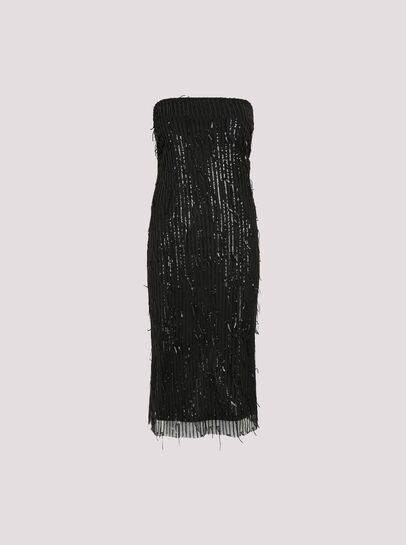 Sequin Fringe Bandeau Mini Dress