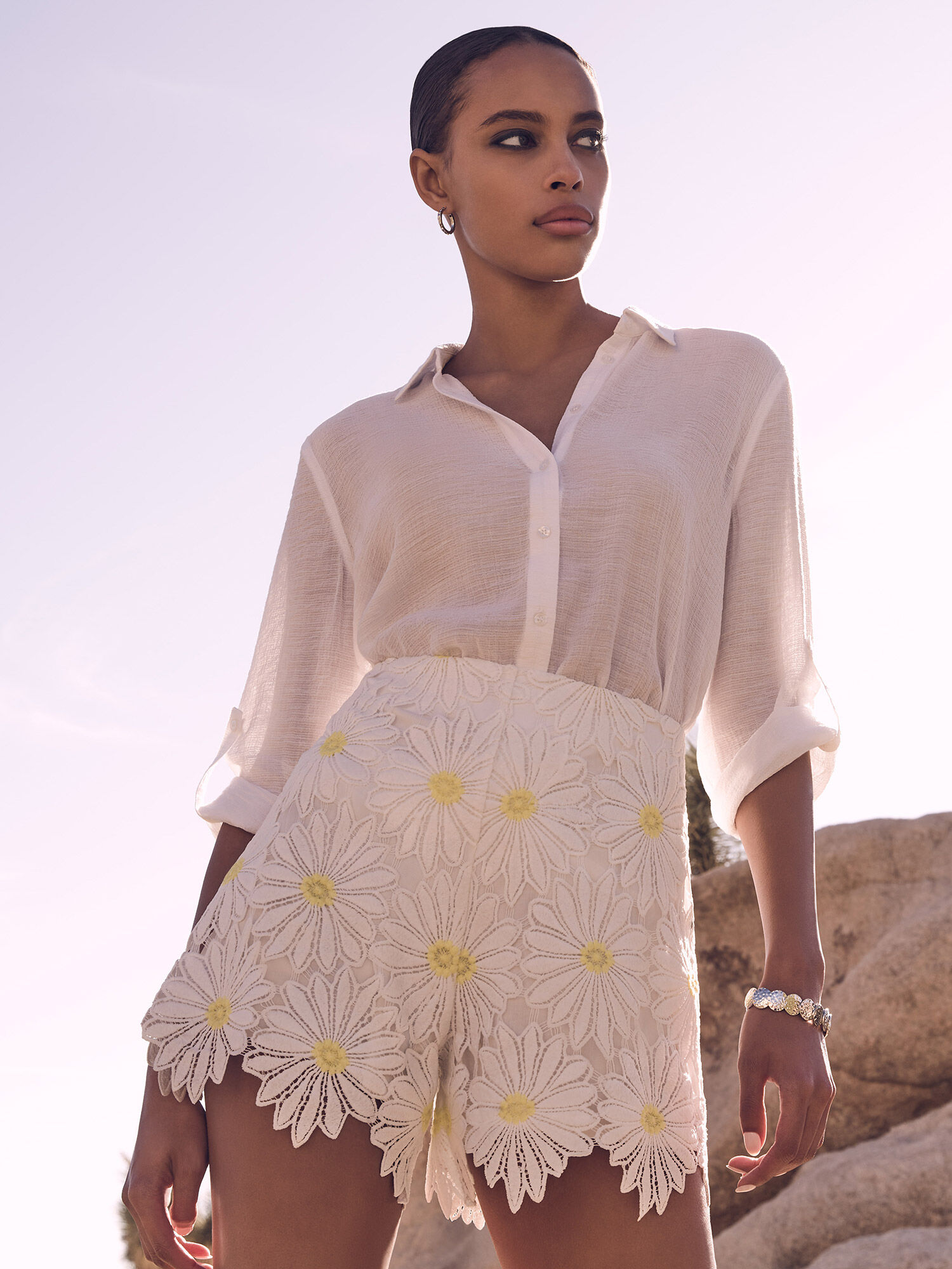 Cream lace shorts store