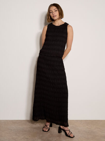 Ruched Chiffon Maxi Skirt