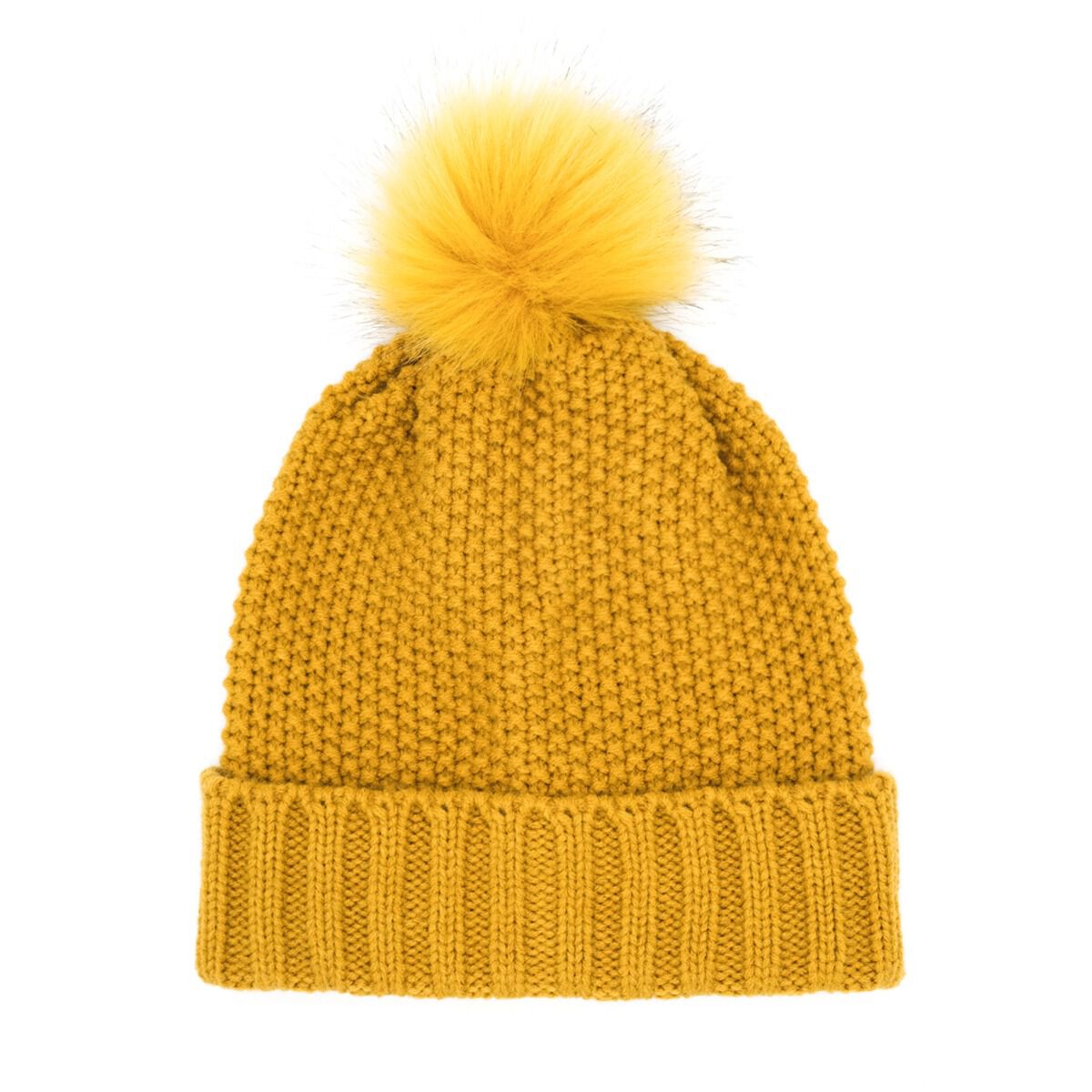 Textured Pom Pom Beanie | Apricot UK