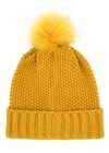 Textured Pom Pom Beanie, Mustard, large