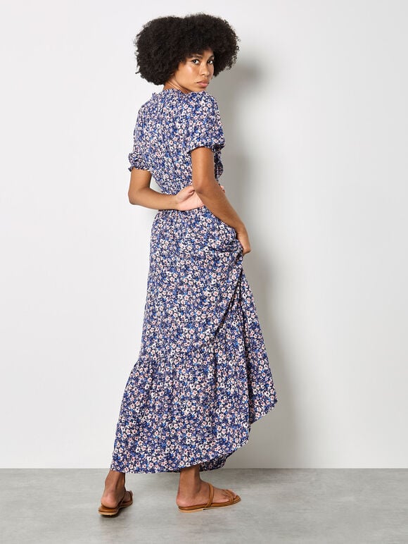 Ditsy Floral Tiered Maxi Dress, Blue, large