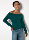 Fluffy Bardot Jumper, Green, large