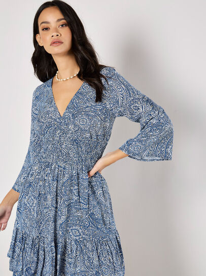 Metallic Dobby Paisley Mini Dress