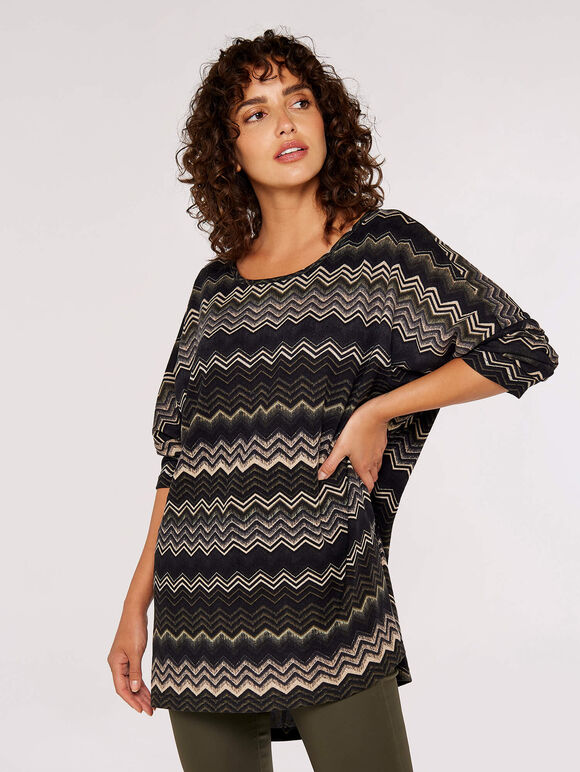 Chevron Side Zip Top, Khaki, large