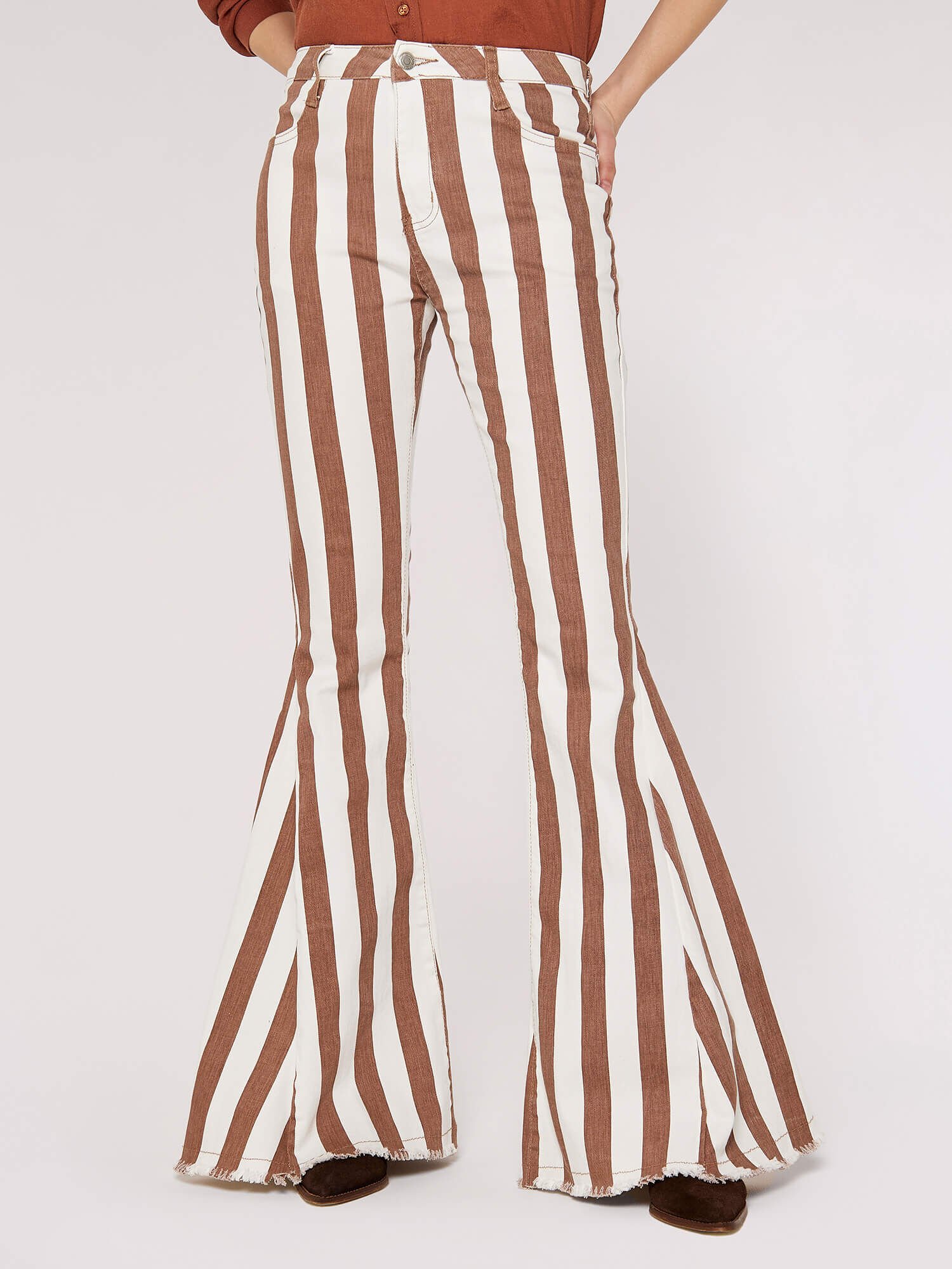 Striped bell bottom pants online