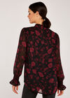 Silhouette Branches Chiffon Top, Black, large