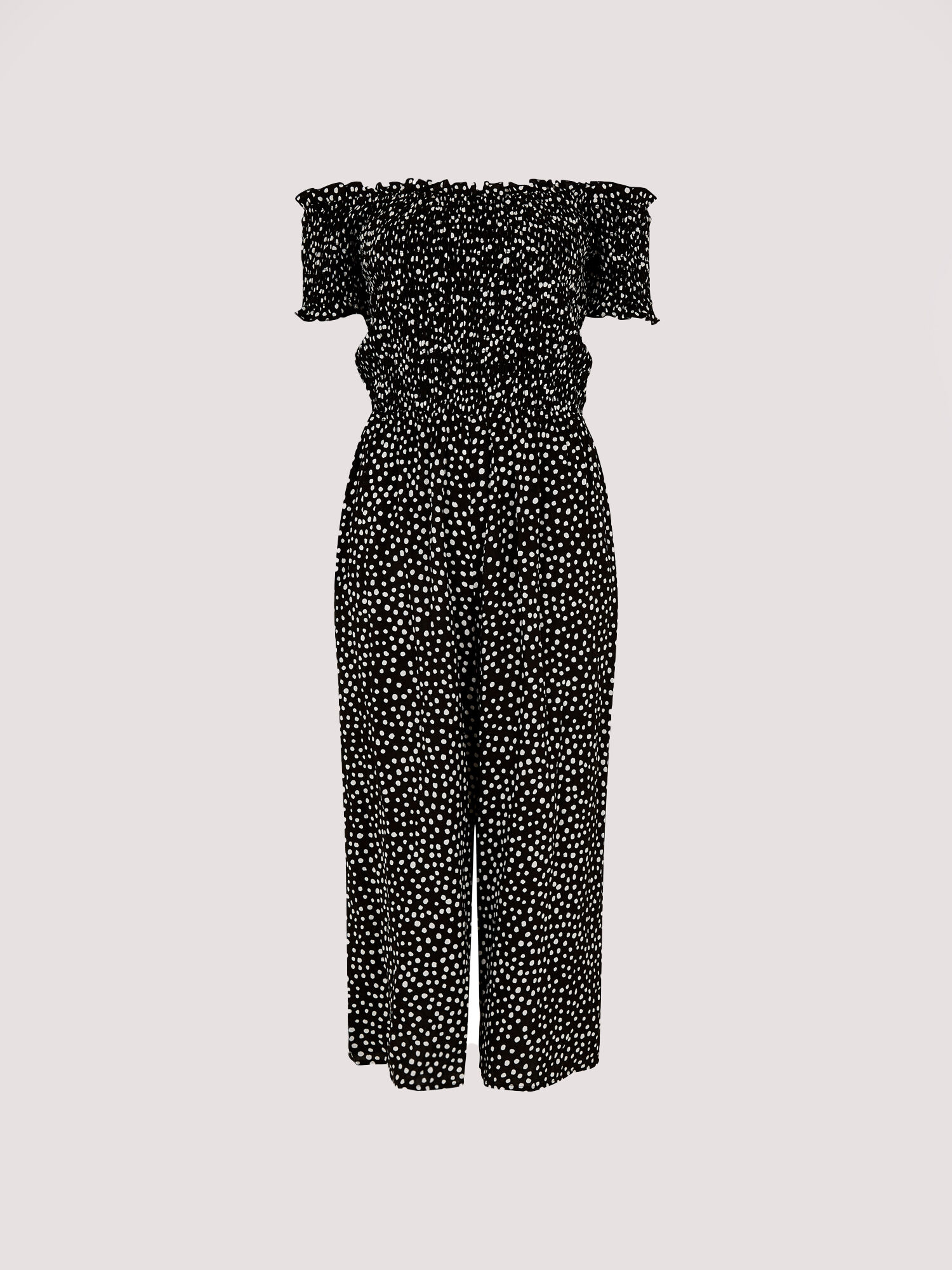 Black and white bardot jumpsuit discount