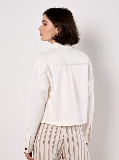 Cropped Cotton Denim Shirt