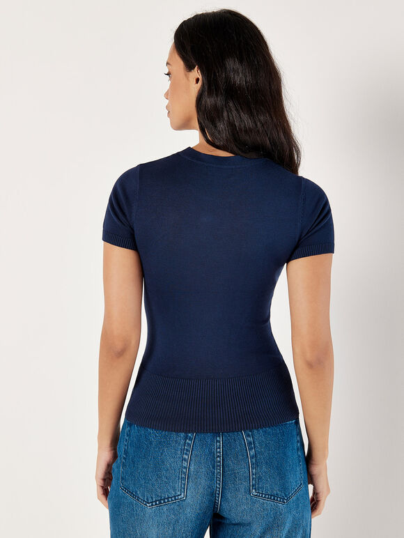 Love Knitted T-Shirt, Navy, large