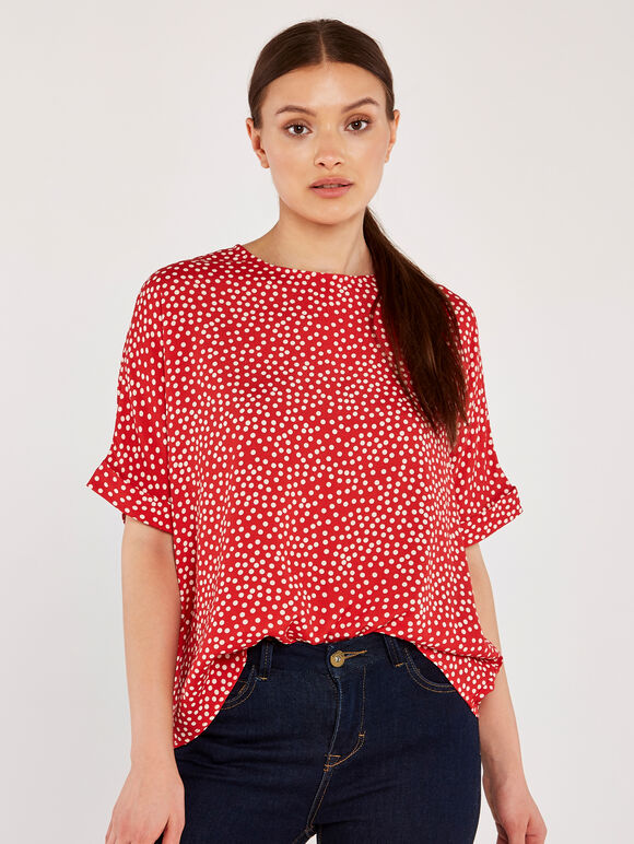 Scattered Dots Top, Red, large