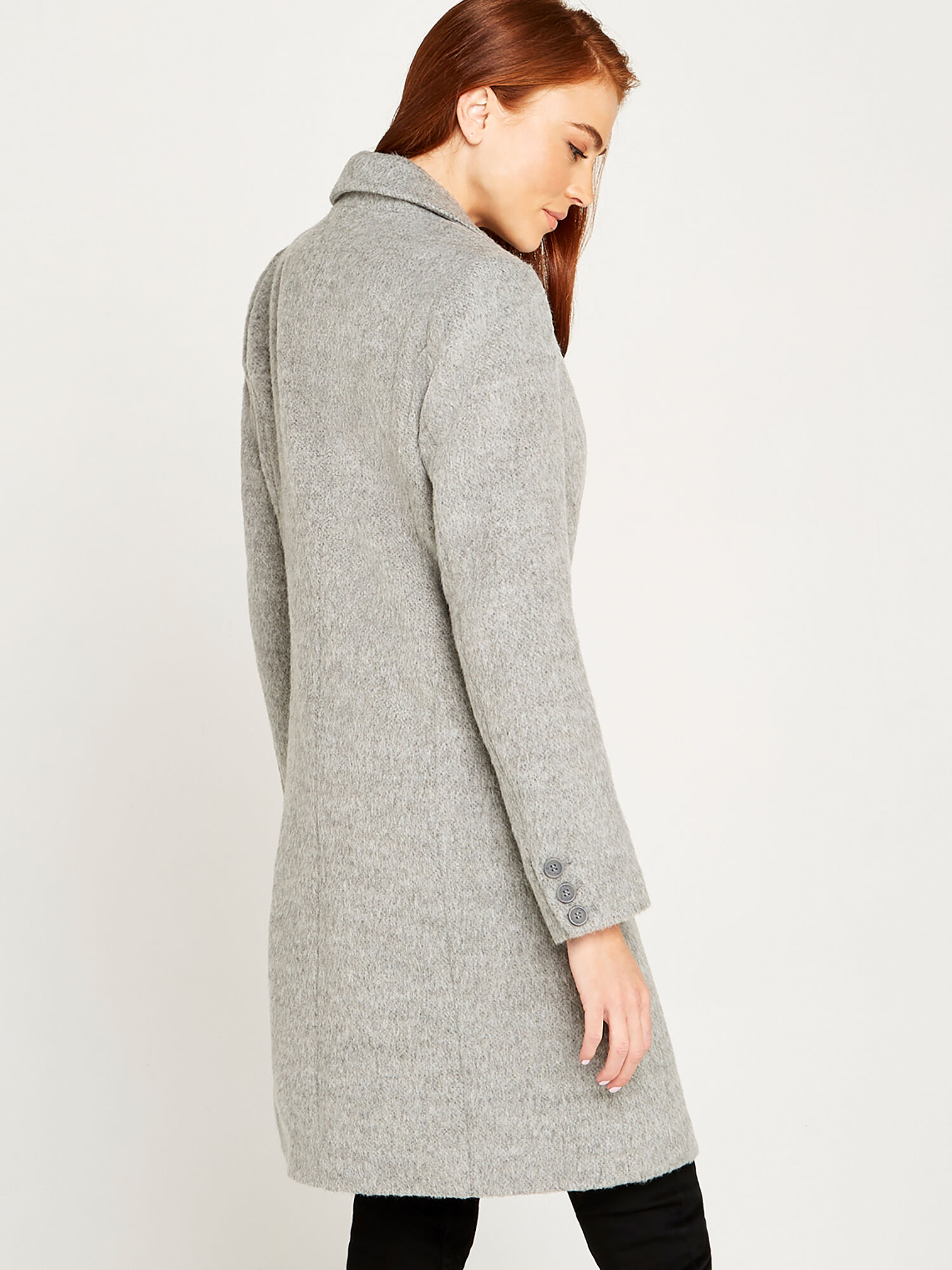 Grey Brushed Wool Blend Coat Apricot Clothing