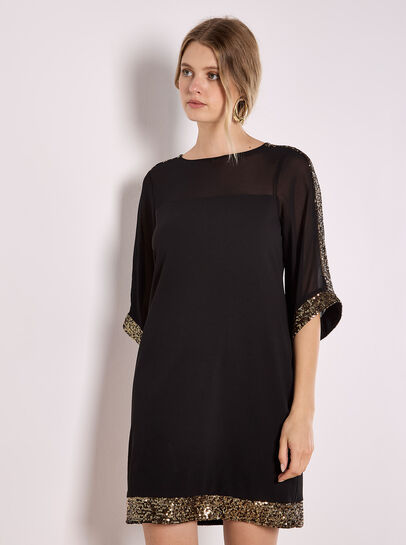 Kimono Sleeve Sequin Dress