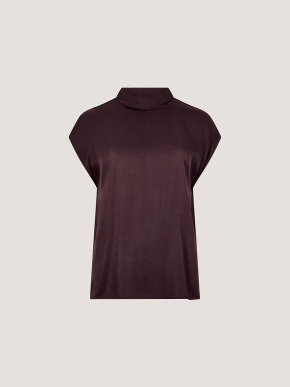 Soft Mock Neck Tank Top, Purple, large