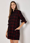 Check Cotton Corduroy Mini Dress, Red, large