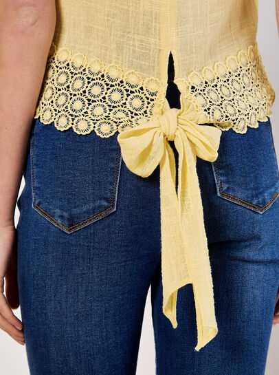 Cotton Lace Bow Top