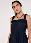 Check Smocked Midi Dress, Navy, large