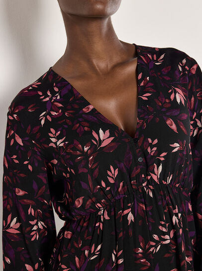 Leaf Print Mini Dress