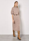 Oversized Fluffy Jumper Midi Dress, Stone, large