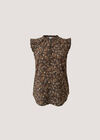 Painterly Paisley Ruffle Top, Brown, large