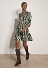 Abstract Print Utility Mini Dress, Green, large