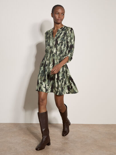Abstract Print Utility Mini Dress