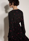 Cherry Print Crepe Mini Dress, Black, large