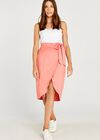 Jacquard Wrap Skirt, Coral, large