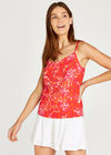 Leaf Print Cami Top, Fuchsia, large