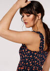 Ditsy Smocked Midi Dress, Navy, large