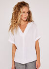 Vneck Cotton Top, White, large